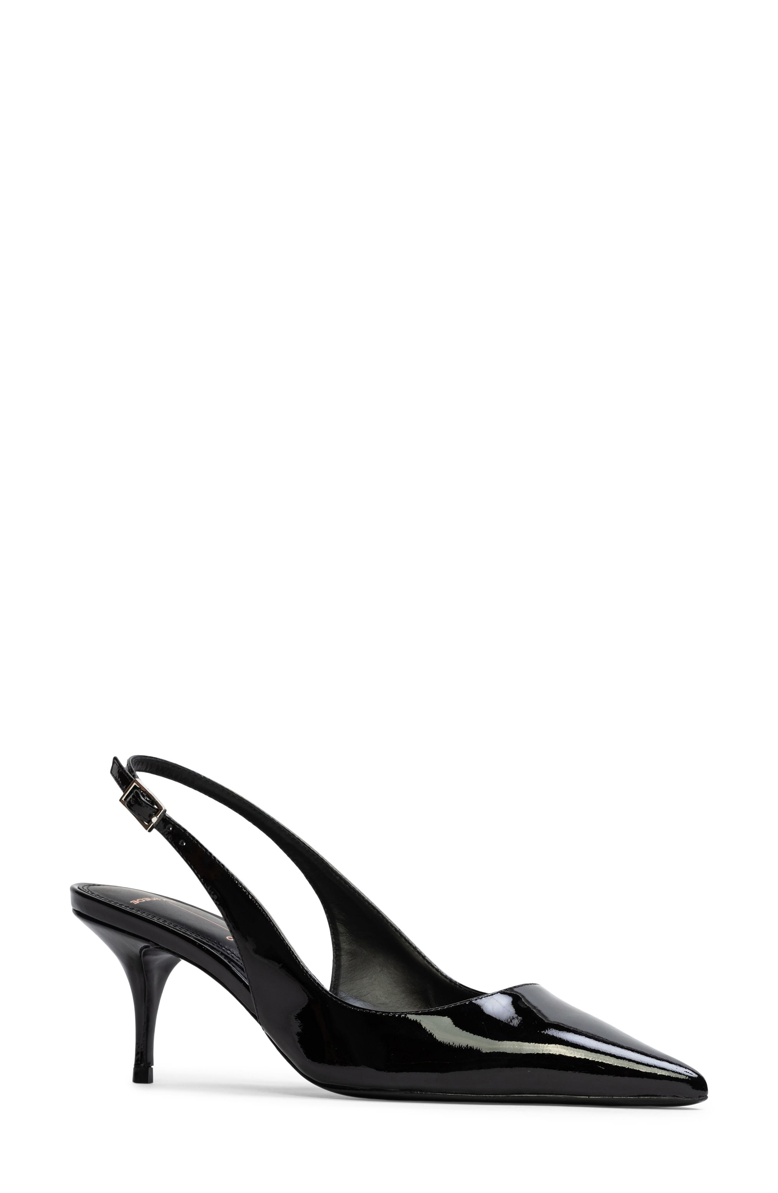 BLACK SUEDE STUDIO Alloy Pointed Toe Slingback Pump, Main, color, Black