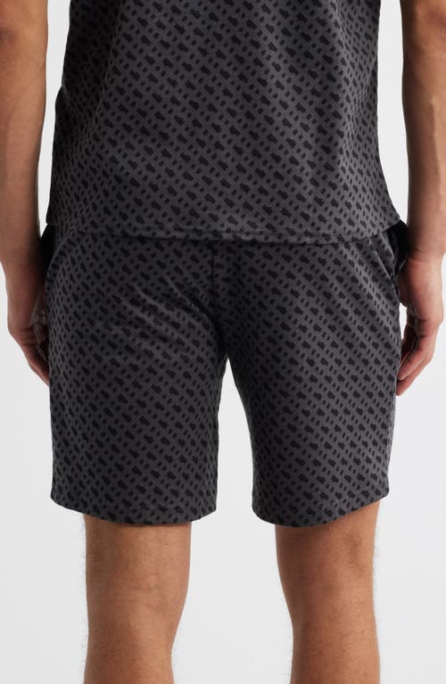 Hugo Boss Interlock-cotton Pajama Shorts With Monogram Print In Black Multi