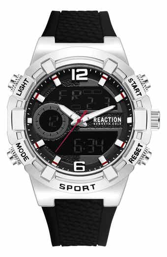 Kenneth Cole Reaction Analog & Digital Display Silicone Strap Watch, 46mm