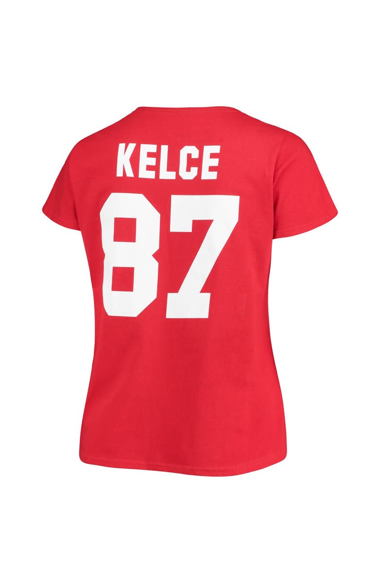 FANATICS Women's Travis Kelce Red Kansas City Chiefs Plus Size Fair Catch Name & Number V-Neck T-Shirt, Alternate, color, Red