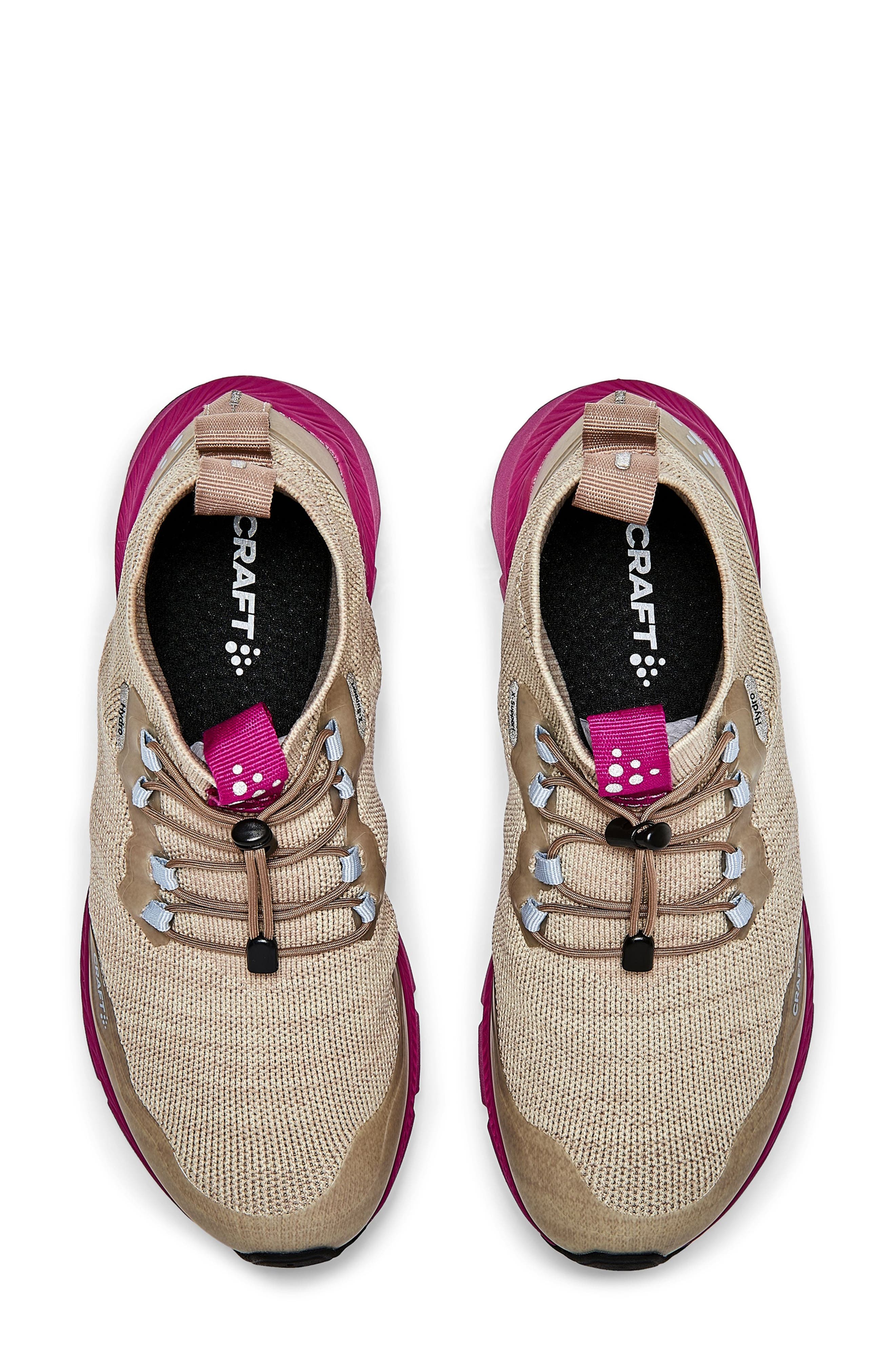 Craft Nordic Fuseknit Hydro Mid Trail Running Shoe, Alternate, color, Ecru-Roxo