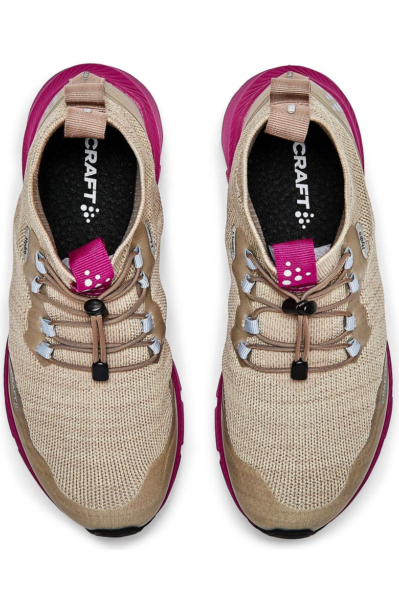 Craft Nordic Fuseknit Hydro Mid Trail Running Shoe, Alternate, color, Ecru-Roxo