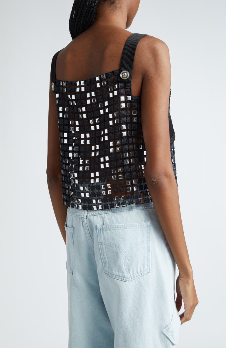 Versace Embroidered Macramé Crop Tank, Alternate, color, 