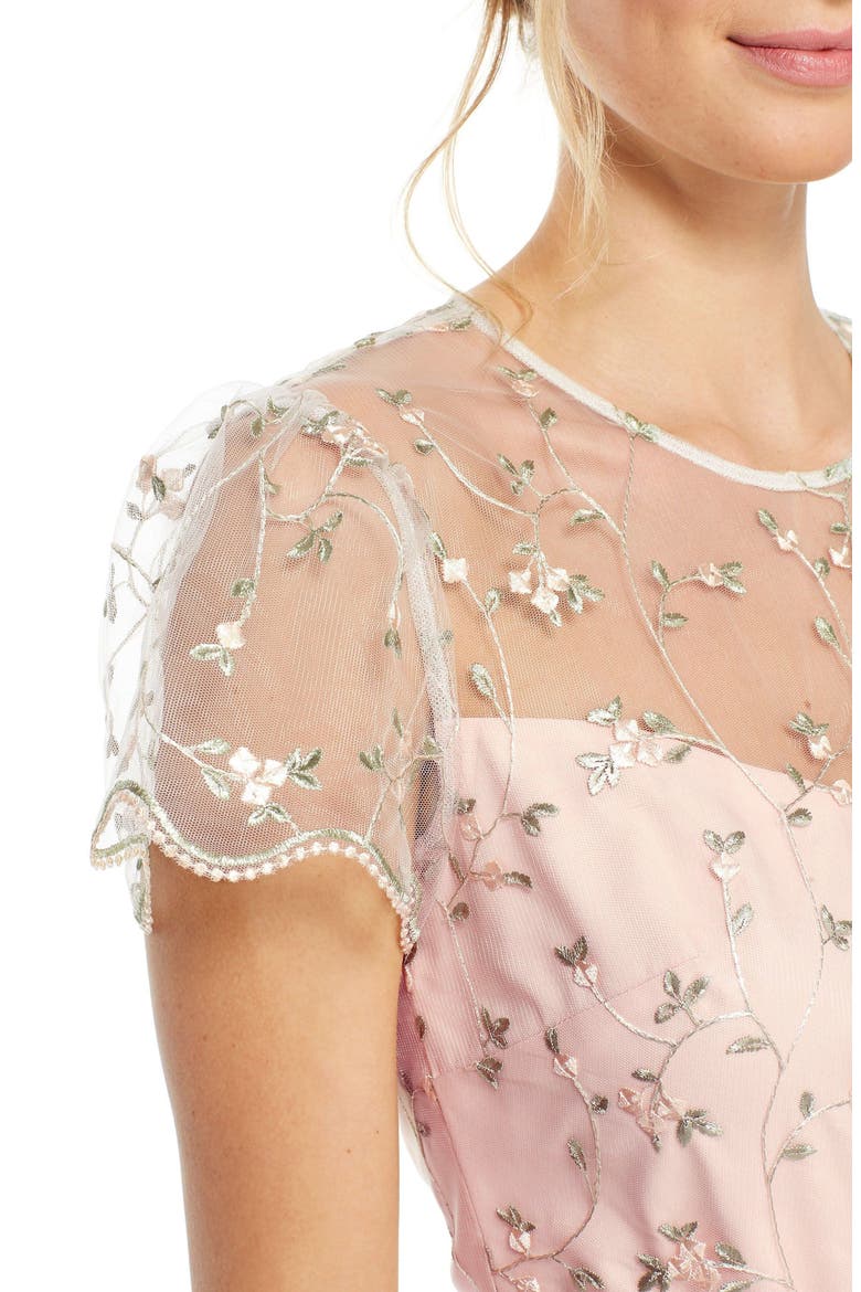 Penelope Baby Bud Embroidered Fit & Flare Midi Dress, Alternate, color, CREAM COMBO