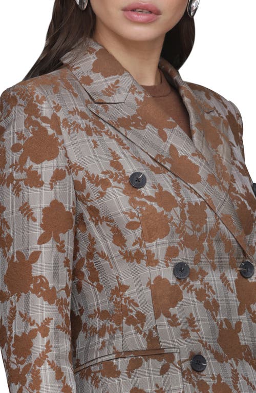 Avec Les Filles Plaid Floral Embroidered Blazer In Neutral