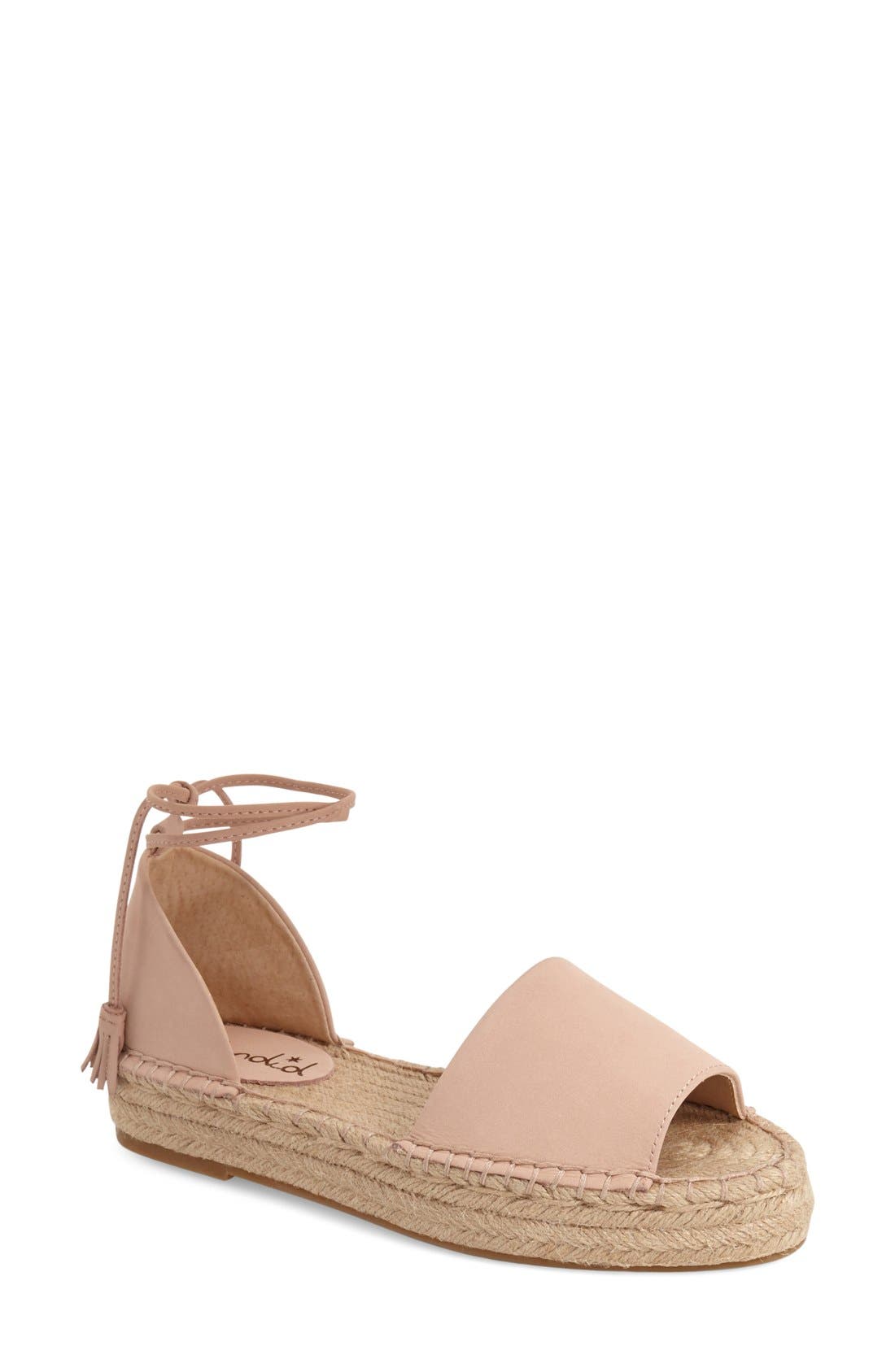 'Edna' Espadrille Sandal, Main, color, BLUSH LEATHER
