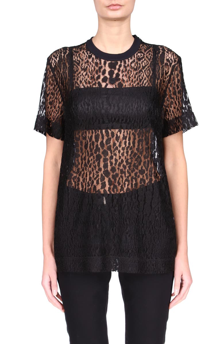 Givenchy Sheer Lace T-Shirt, Main, color, 