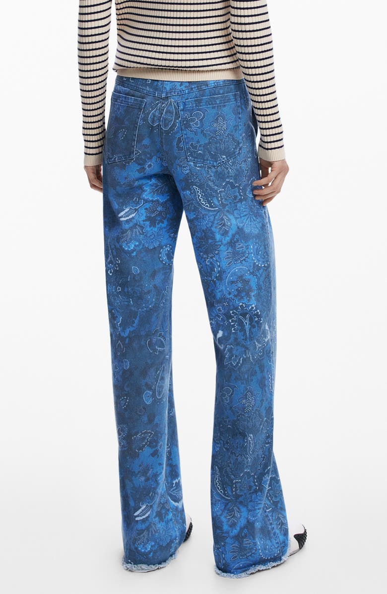 Desigual Low Rise Frayed Hem Flare Leg Jeans, Alternate, color, Light Blue