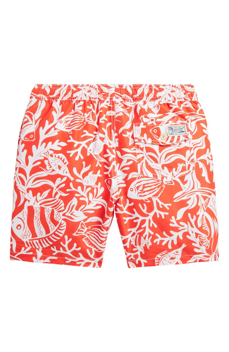 Polo Ralph Lauren Kids' Traveler Fish Print Recycled Polyester Swim Trunks, Alternate, color, 