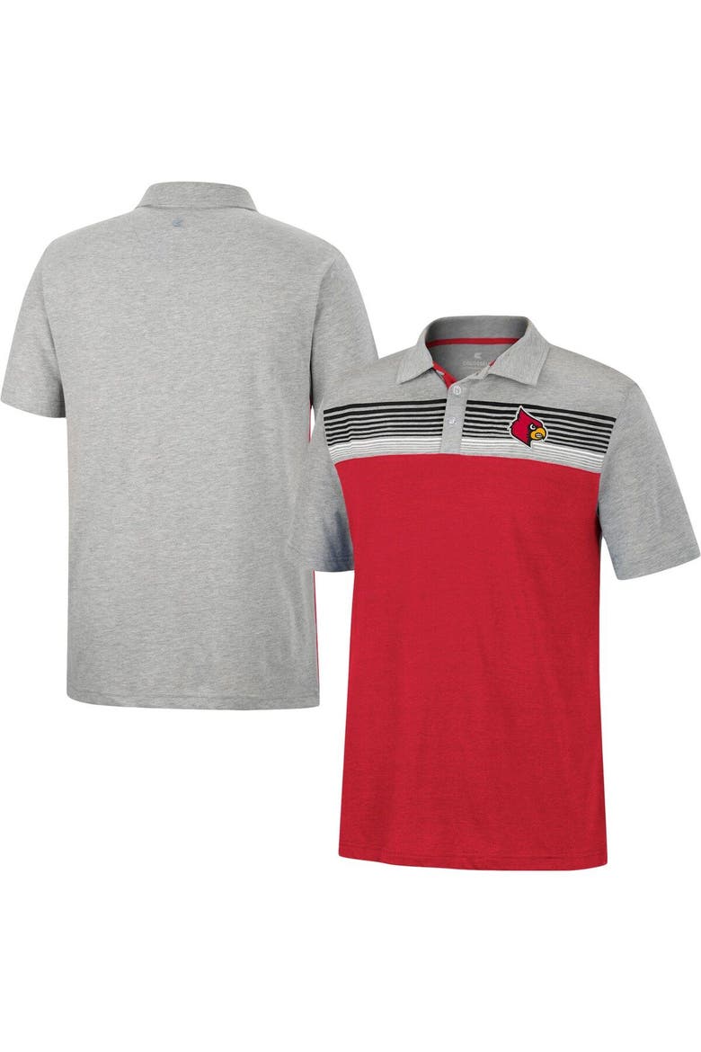 Men's Colosseum Red/Heathered Gray Louisville Cardinals Caddie Polo, Main, color, Red