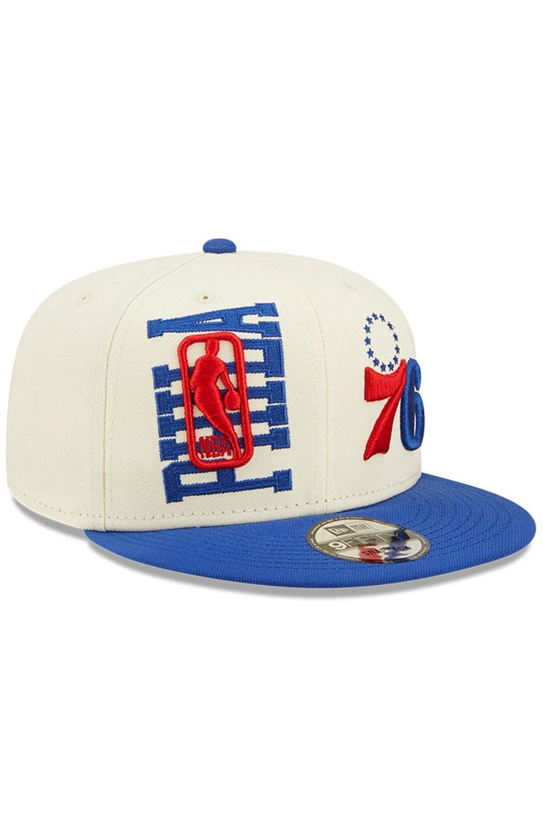 New Era Men's New Era Cream/Royal Philadelphia 76ers 2022 NBA Draft 9FIFTY Snapback Adjustable Hat, Alternate, color,