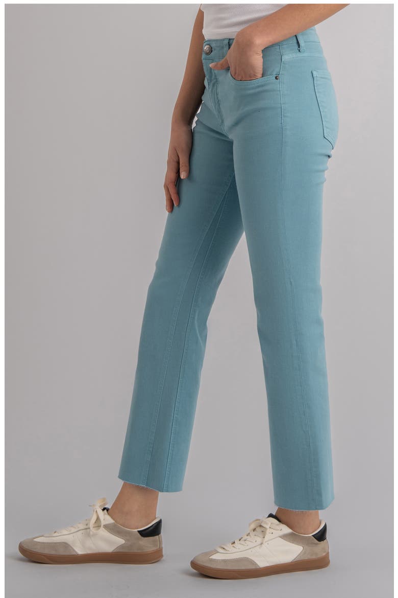 Kelsey Fab Ab Raw Hem Ankle Flare Jeans, Alternate, color, CYAN