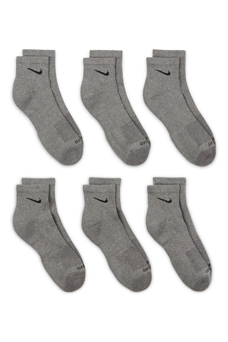 Dri-FIT 6-Pack Everyday Plus Cushioned Low Socks, Main, color, CARBON HEATHER/ BLACK