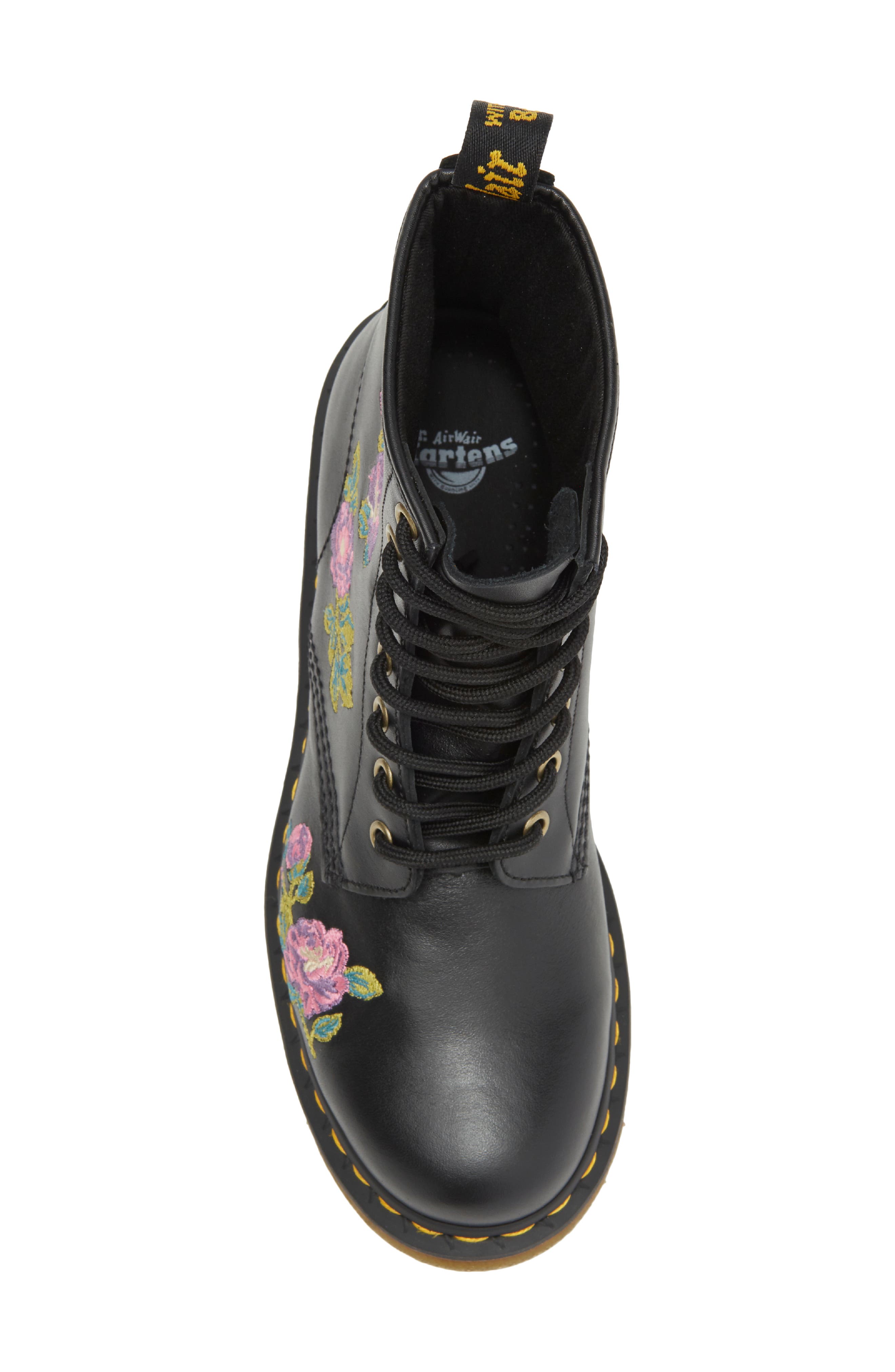 Dr. Martens 1460 Vonda II Flower Embroidered Boot, Alternate, color, Black