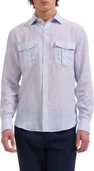 Bugatchi Jasper Linen Blend Button-Up Shirt