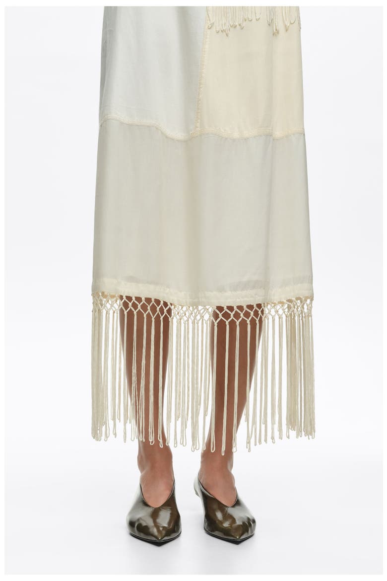 Patchwork Fringe Midi Dress, Alternate, color, CREAM