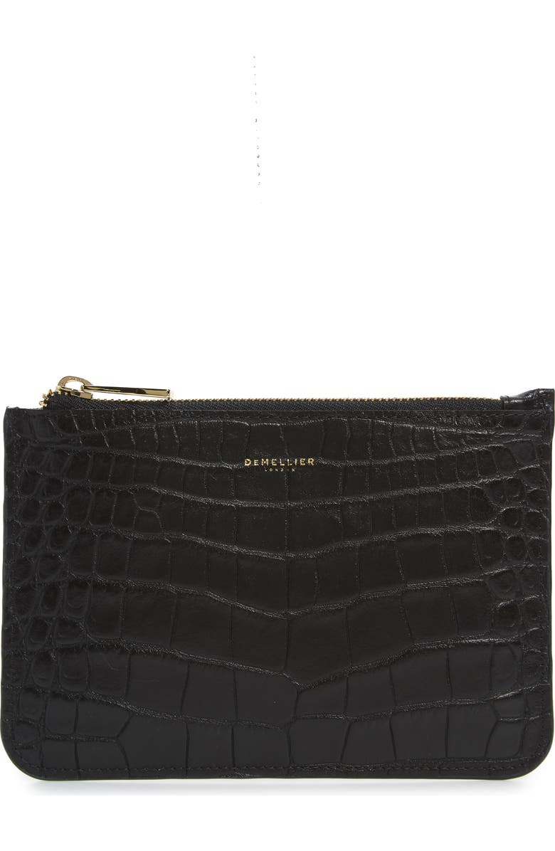DeMellier Brooklyn Croc Embossed Leather Clutch, Main, color,