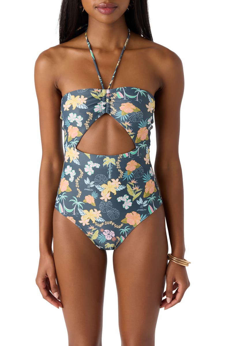 O'Neill Loindaflow Sayulita Cutout One-Piece Swimsuit, Main, color, Slate
