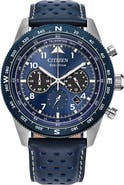 Citizen Eco-Drive Leather Strap Chronograph Watch, 43mm
