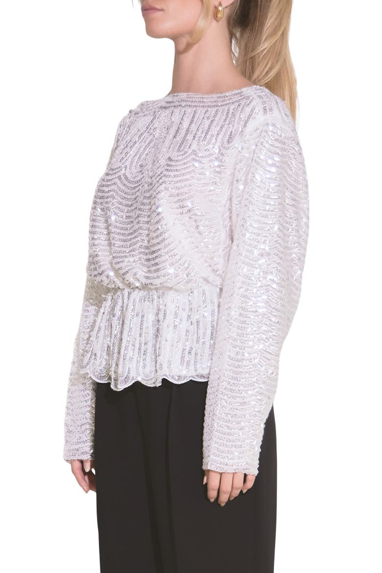 Sequin Peplum Top, Alternate, color, SILVER