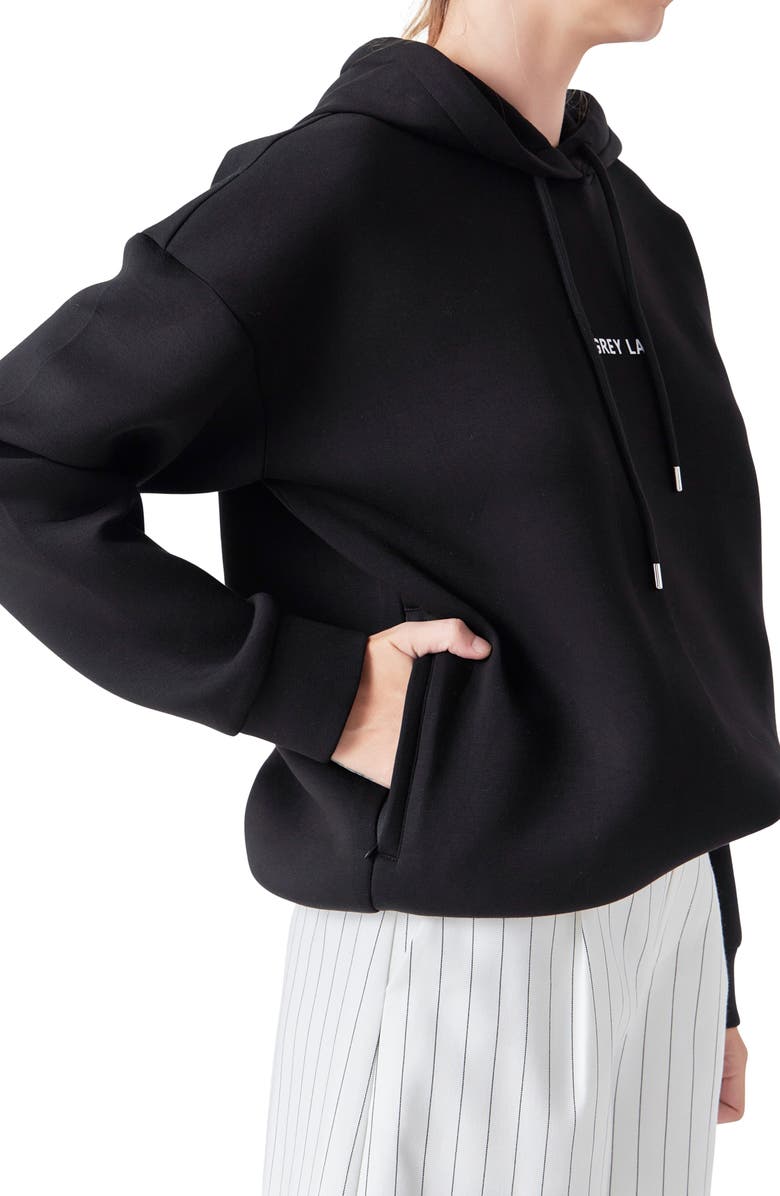 Grey Lab Logo Graphic Hoodie, Alternate, color, Black