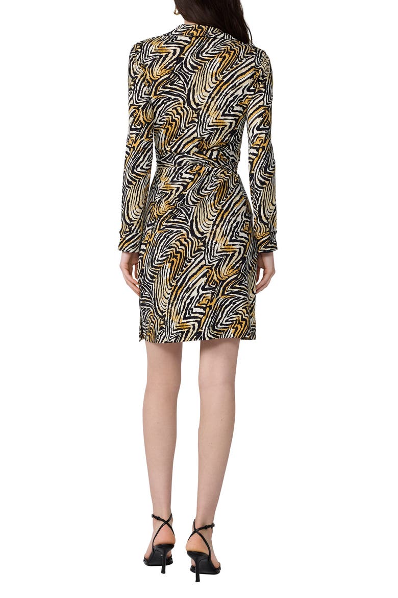 Jeanne Abstract Zebra Print Long Sleeve Silk Wrap Dress, Alternate, color, ZEBRA MINI WHEAT