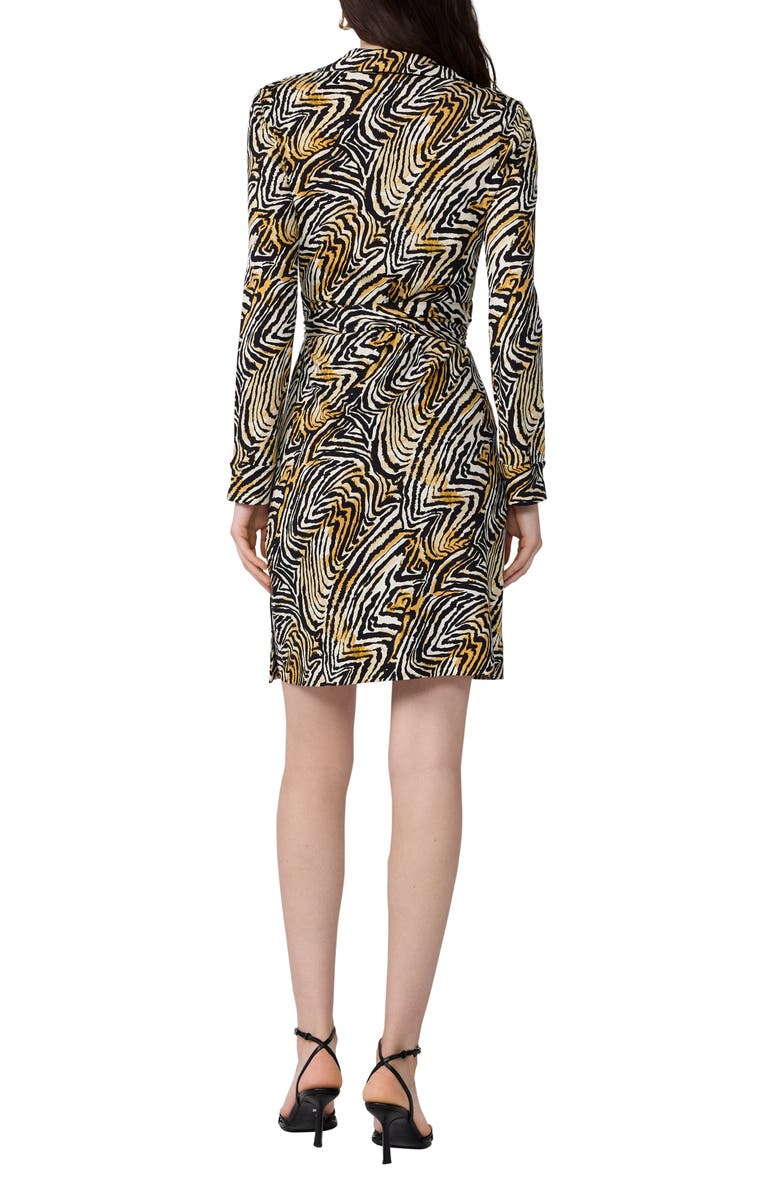 Diane von Furstenberg Jeanne Abstract Zebra Print Long Sleeve Silk Wrap Dress, Alternate, color, Zebra Mini Wheat