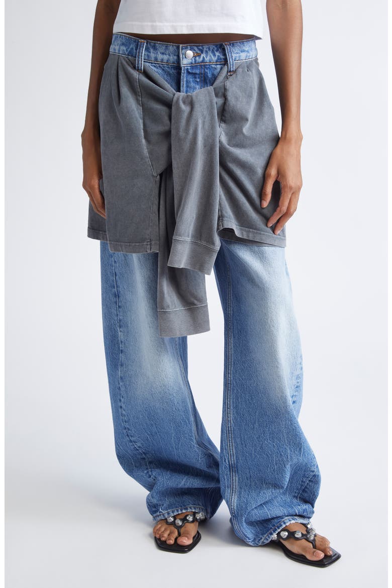 Pre-styled Balloon Leg Jeans, Main, color, VINTAGE MARBLED BLUE