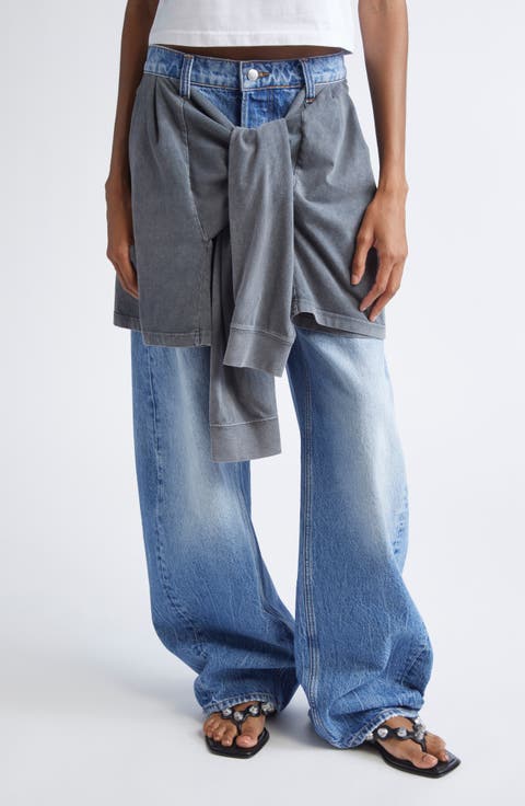 Pre-styled Balloon Leg Jeans (Vintage Marbled Blue)