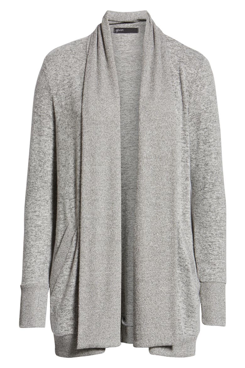 Gibson Cozy Ribbed Cardigan, Alternate, color, H GREY