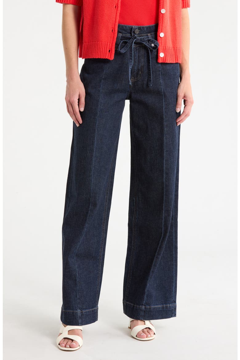 Belted High Waist Wide Leg Jeans, Main, color, RINSE