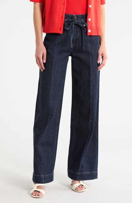 Belted High Waist Wide Leg Jeans
