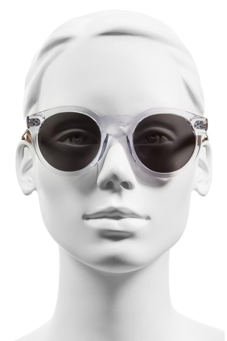 'Leonard II' 50mm Round Mirrored Sunglasses, Alternate, color, CLEAR/ TORTOISE