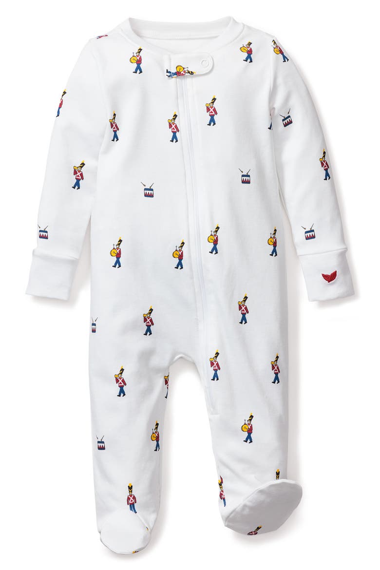 Toy Soldier Fitted Pima Cotton Romper, Main, color, WHITE