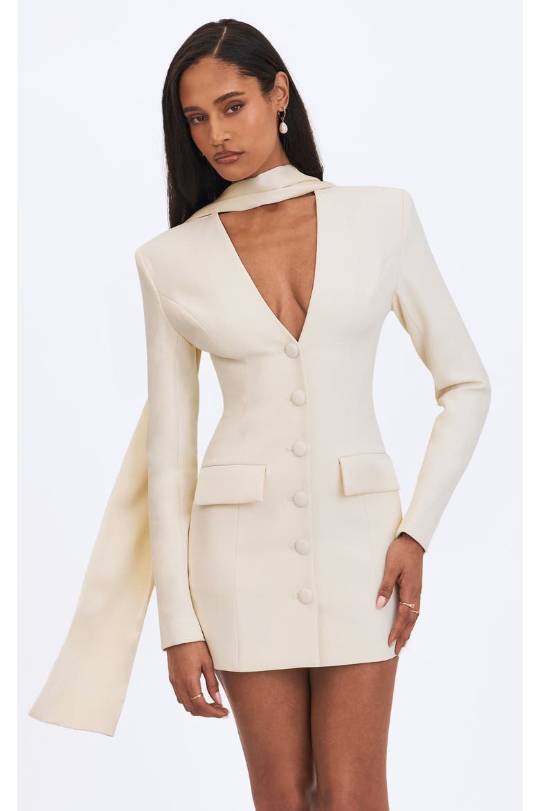 Jeannie Blazer Mini Dress with Scarf, Main, color, Cream