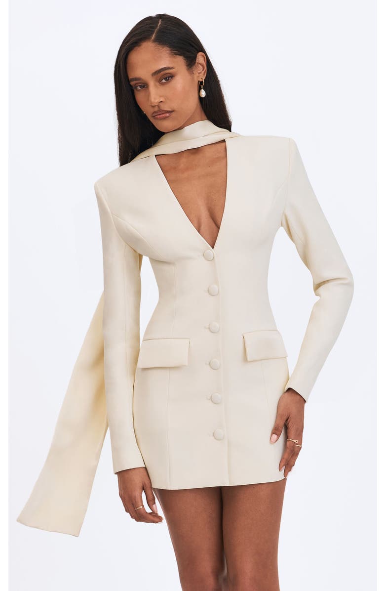 Miss Circle Jeannie Blazer Mini Dress with Scarf, Main, color, Cream