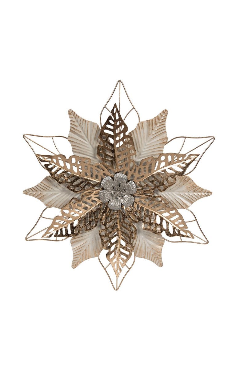 Gallerie II Christmas Poinsettia Wall Hanging Gold Decorative Art Sculpture 18", Main, color, Gold