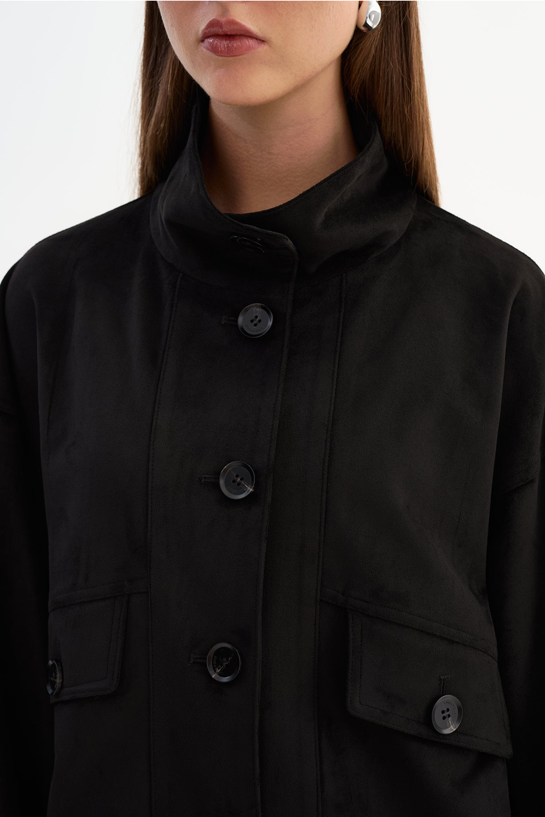 Fidelina | Faux Suede Bomber Jacket, Alternate, color, Black