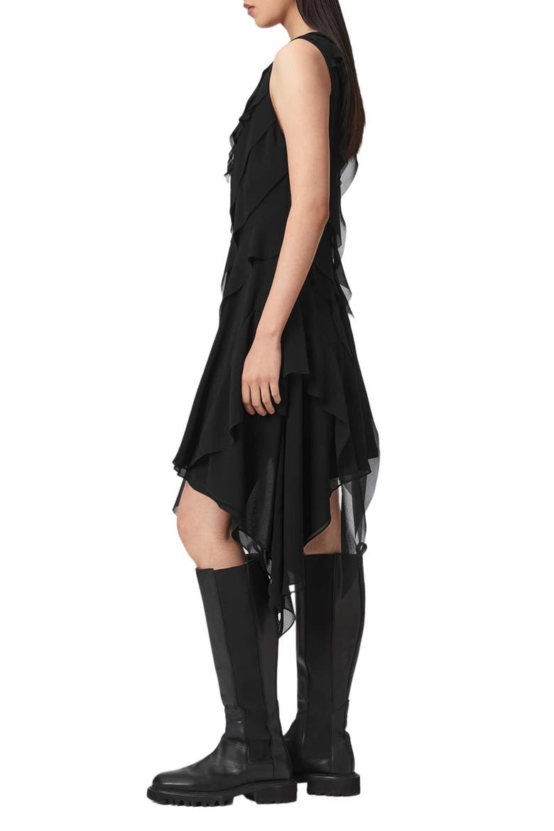 Angie Ruffled Handkerchief Hem Dress, Alternate, color, BLACK