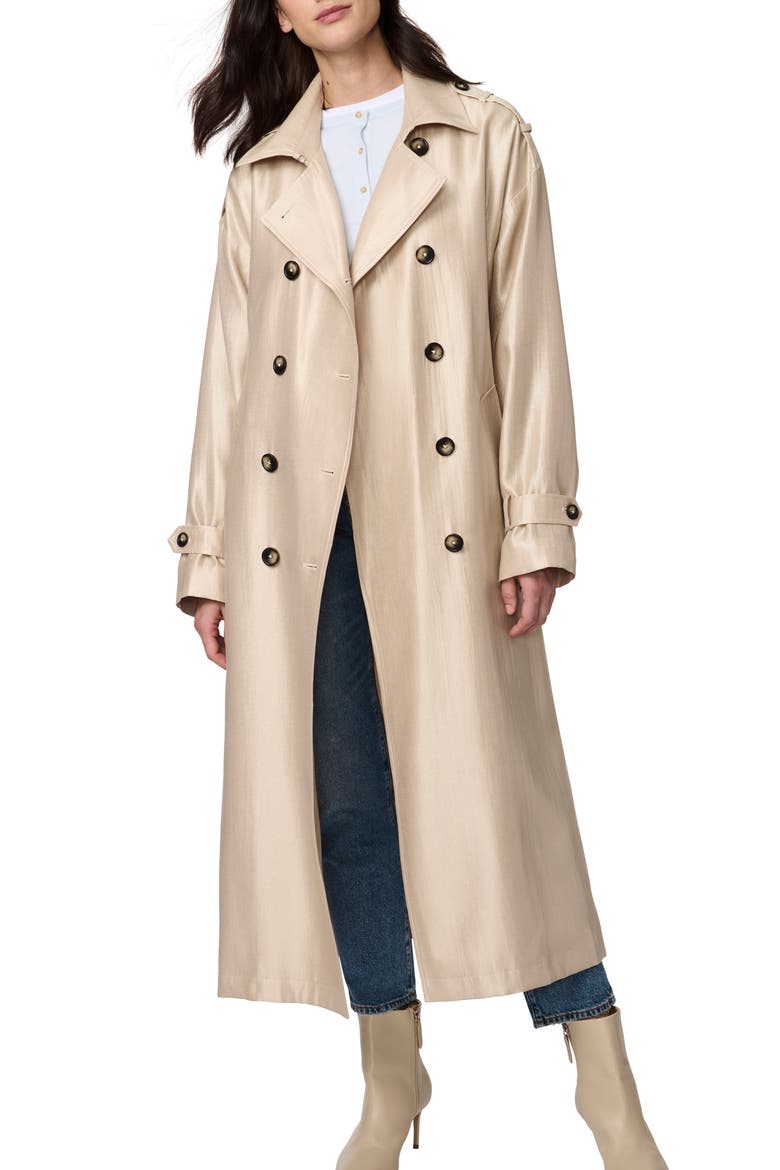 Golden Luster Double Breasted Trench Coat, Alternate, color, LIGHT KHAKI