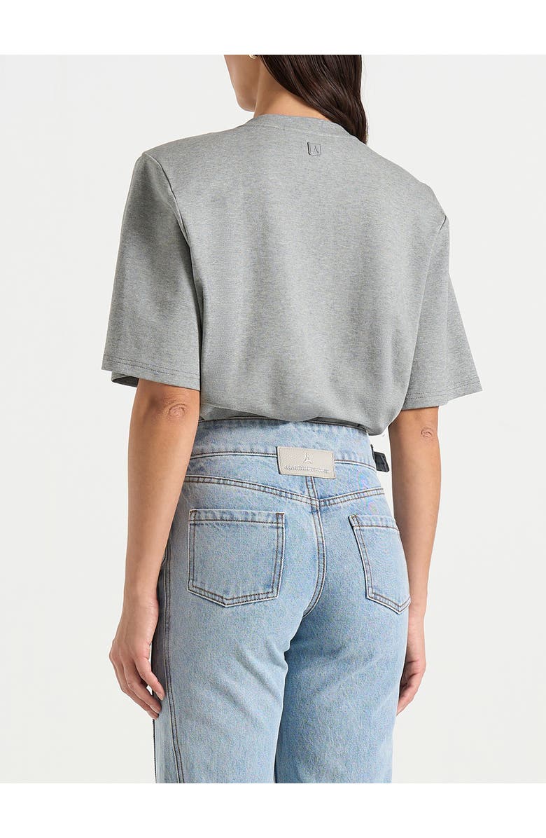 Manière De Voir Mia Wide Shoulder Bodysuit T-Shirt, Alternate, color, Grey