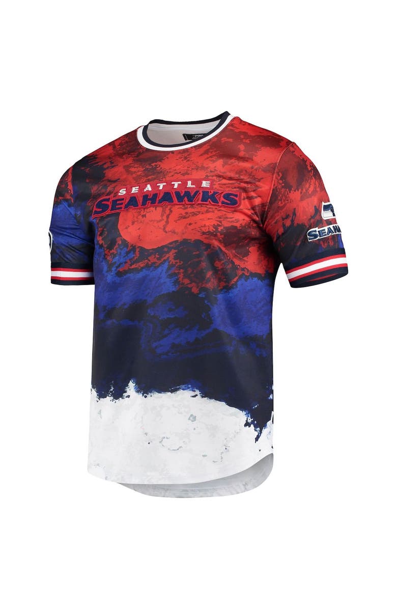 PRO STANDARD Men's Pro Standard Navy/Red Seattle Seahawks Americana Dip-Dye T-Shirt, Alternate, color, 