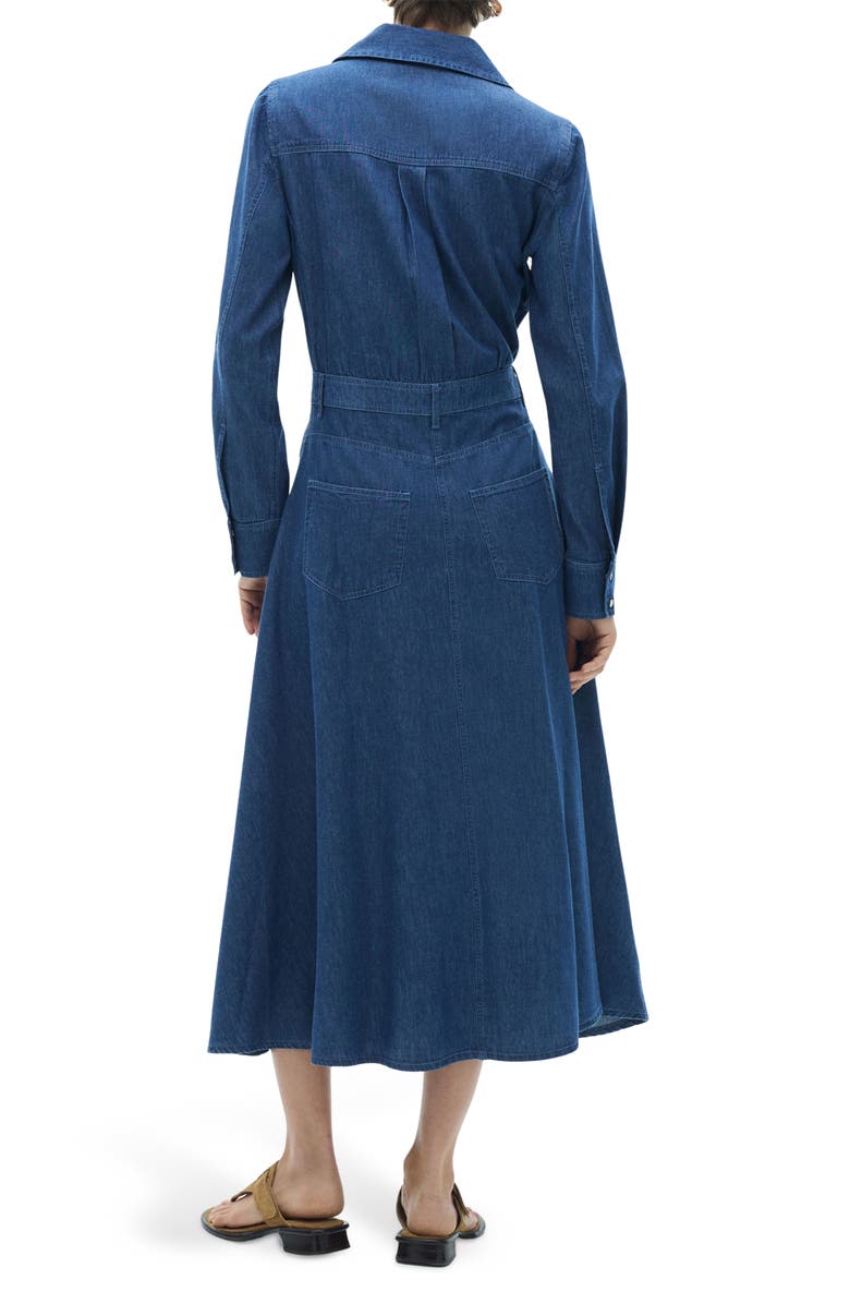 MANGO Long Sleeve Fit & Flare Denim Midi Shirtdress, Alternate, color, 