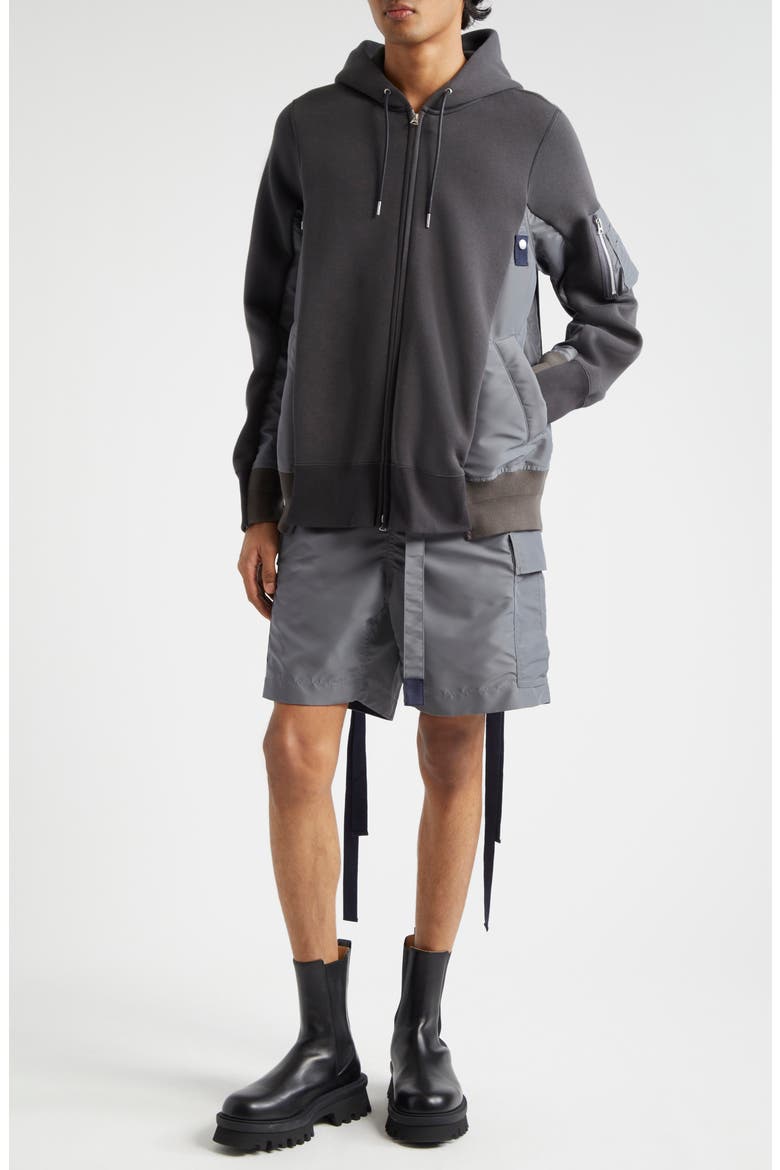 Sponge Sweat Mixed Media Zip Hoodie, Alternate, color, C/ GRAYC/ GRAY 339