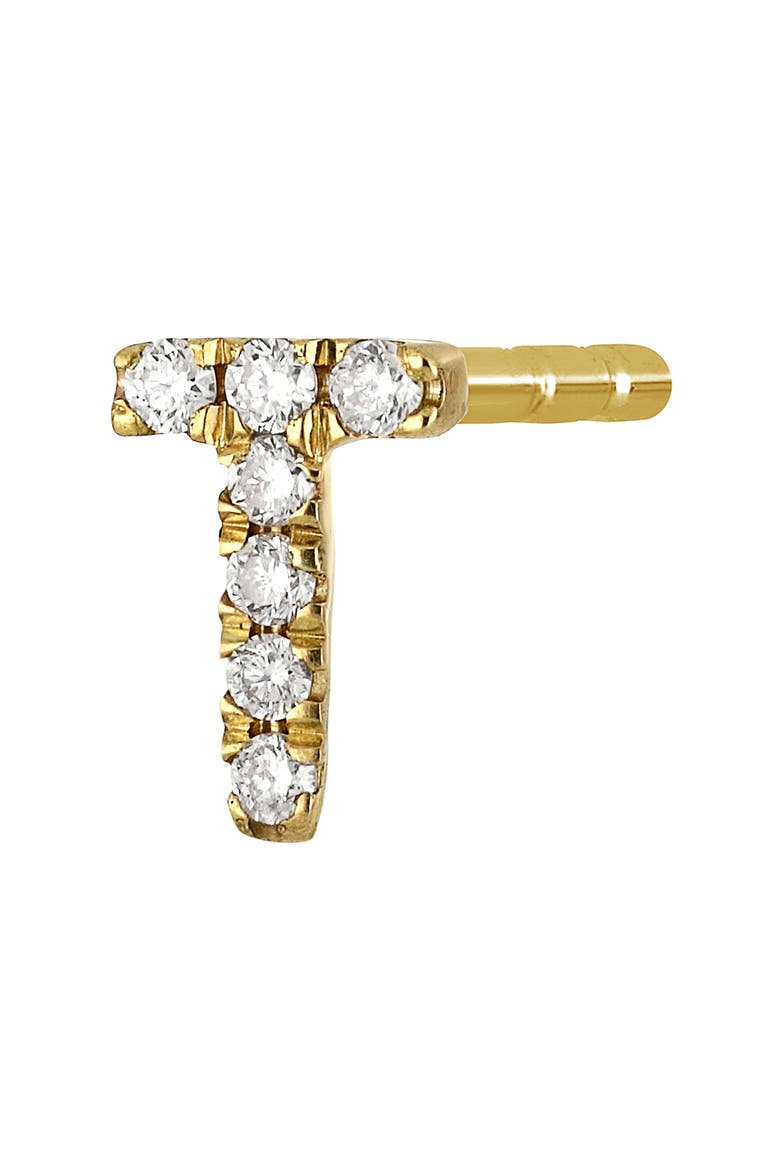 Icon Diamond Initial Single Stud Earring (Nordstrom Exclusive), Alternate, color, 18K YELLOW GOLD - T