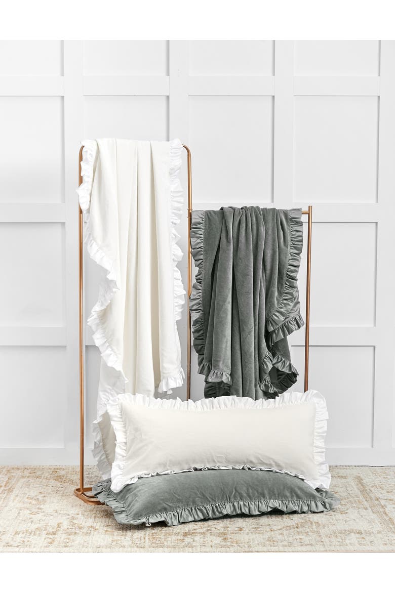 Ishana Ivory Accent Throw Blanket, Alternate, color, White