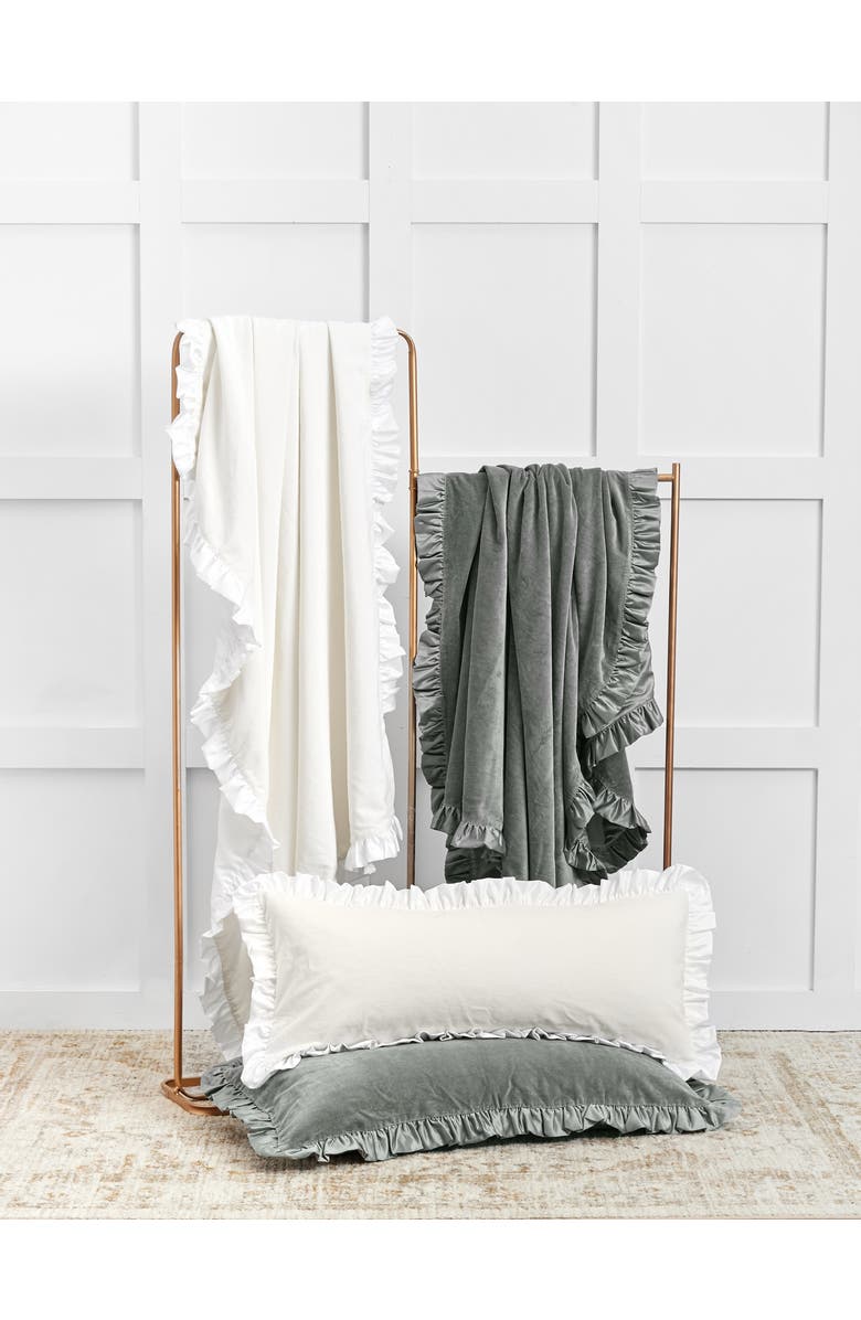 ELISABETH YORK Ishana Silver Sage Accent Throw Blanket, Alternate, color, Silver