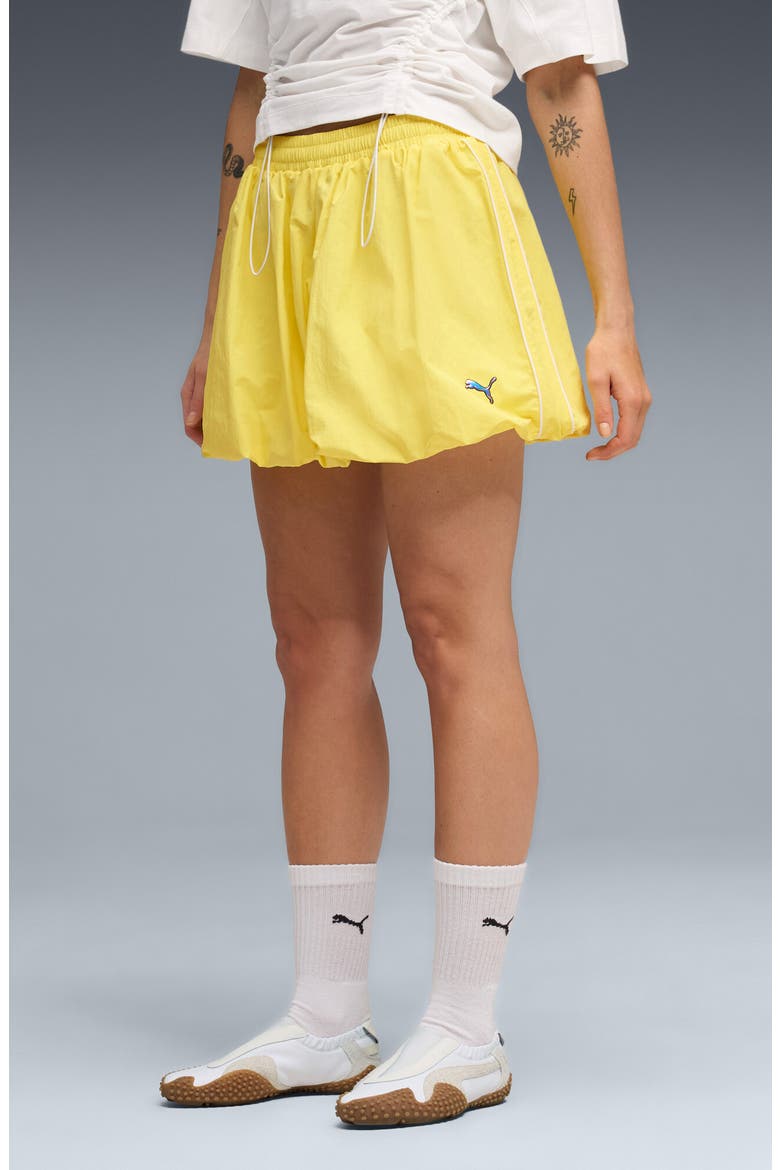 T7 Bubble Hem Miniskirt, Main, color, LEMON MERINGUE