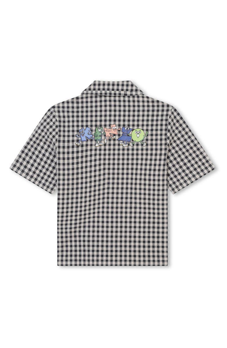KENZO Kids' Gingham Short Sleeve Graphic Button-Up Shirt, Alternate, color, 