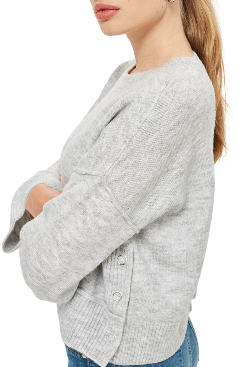 Topshop Mo Seam Detail Popper Sweater, Alternate, color, 